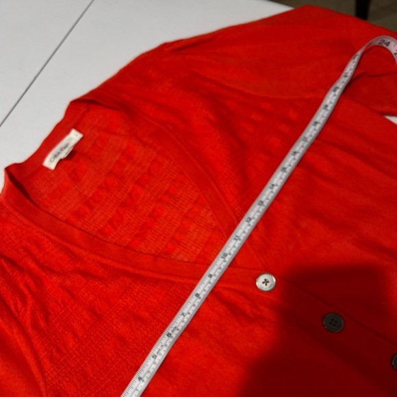 CALVIN KLEIN orange cardigan sweater size L logo and metal buttons - Picture 5 of 7